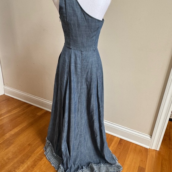 Trina Turk One Shoulder Denim Blue Dress, Size 6 - Picture 3 of 10